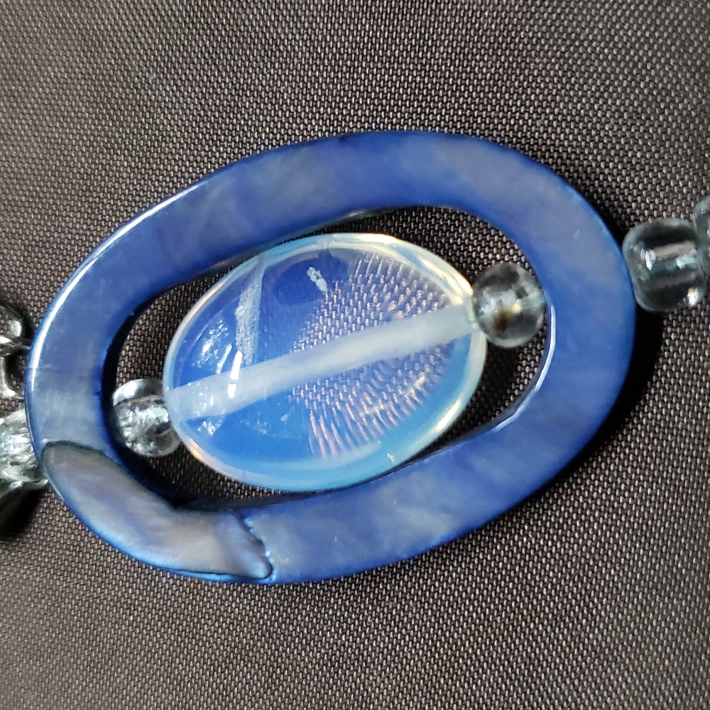 🔥HP🔥 VTG Opalite / Abalone Link Necklaces, blue tone - Picture 8 of 13